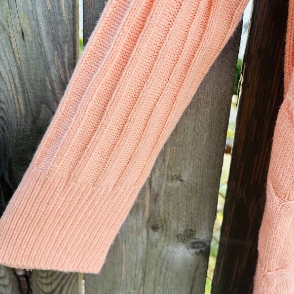 Soho NY&Co Jeans Cowl Neck Cable Sweater Sz Large Apricot - Picture 4 of 5